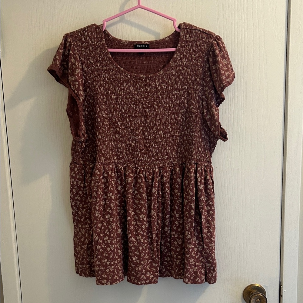 Torrid Maroon Floral Blouse